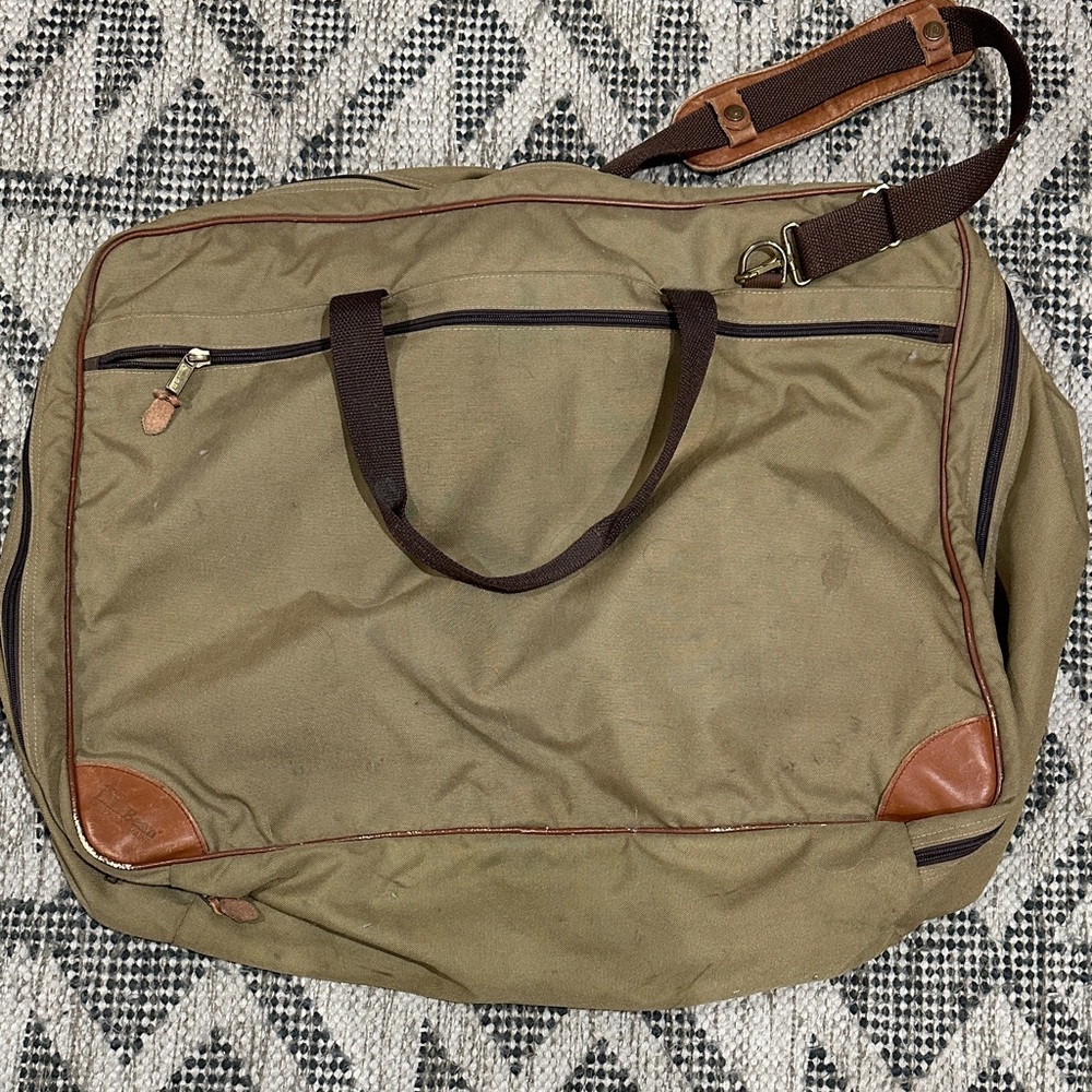 L.L. Bean Olive and Brown Duffel Bag